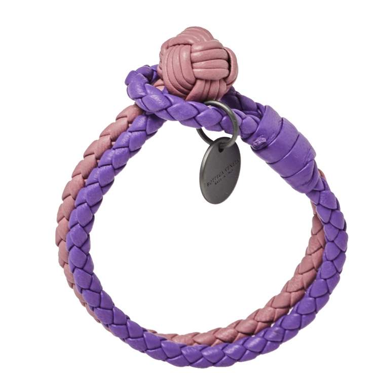 Pre Owned Bottega Veneta Bicolor Intrecciato Nappa Leather Knot Bracelet