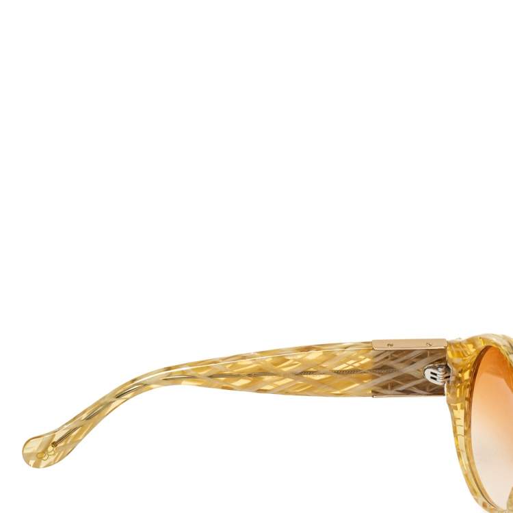 Pre Owned Bottega Veneta Honey Intrecciato / Orange Gradient BV 89/S Aviator Sunglasses
