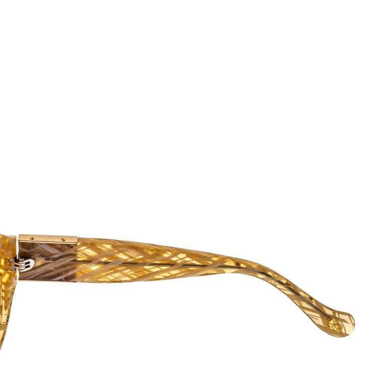 Pre Owned Bottega Veneta Honey Intrecciato / Orange Gradient BV 89/S Aviator Sunglasses