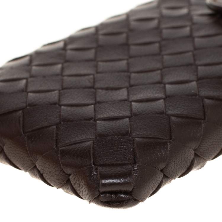 Pre Owned Bottega Veneta Brown Intrecciato Leather Phone Case