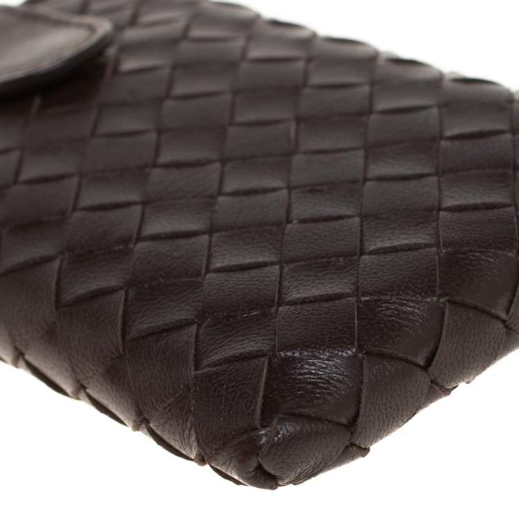 Pre Owned Bottega Veneta Brown Intrecciato Leather Phone Case