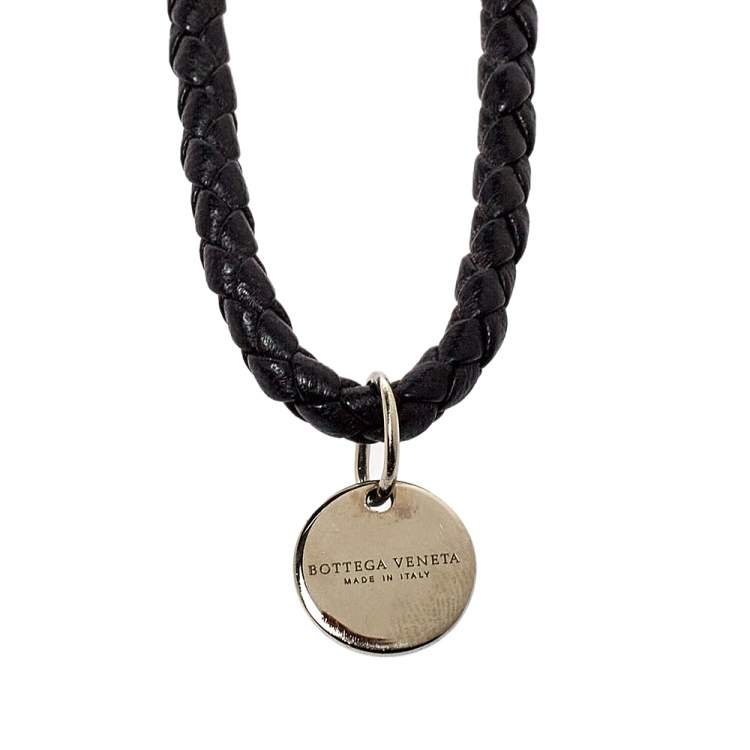 Pre Owned Bottega Veneta Black Intrecciato Leather Cell Phone Strap