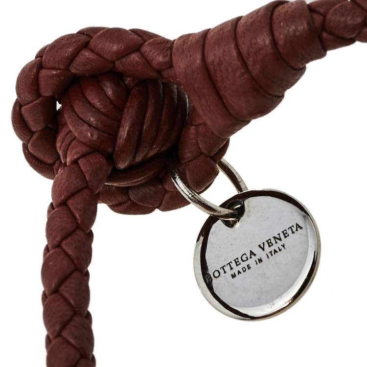 Pre Owned Bottega Veneta Pale Brown Intrecciato Nappa Leather Knot Bracelet S