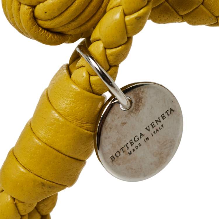 Pre Owned Bottega Veneta Yellow Intrecciato Nappa Leather Double Strand Bracelet M