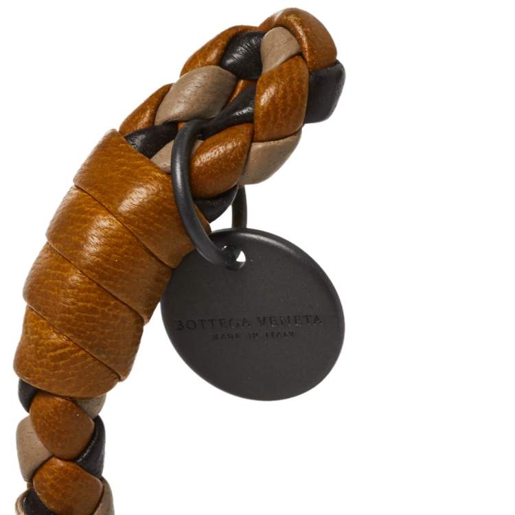 Pre Owned Bottega Veneta Multicolor Intrecciato Nappa Leather Open Cuff Bracelet S