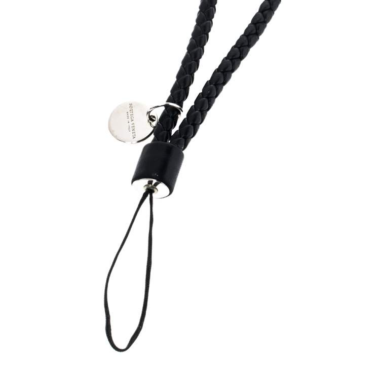 Pre Owned Bottega Veneta Ebano Intrecciato Nappa Leather Cell Phone Strap