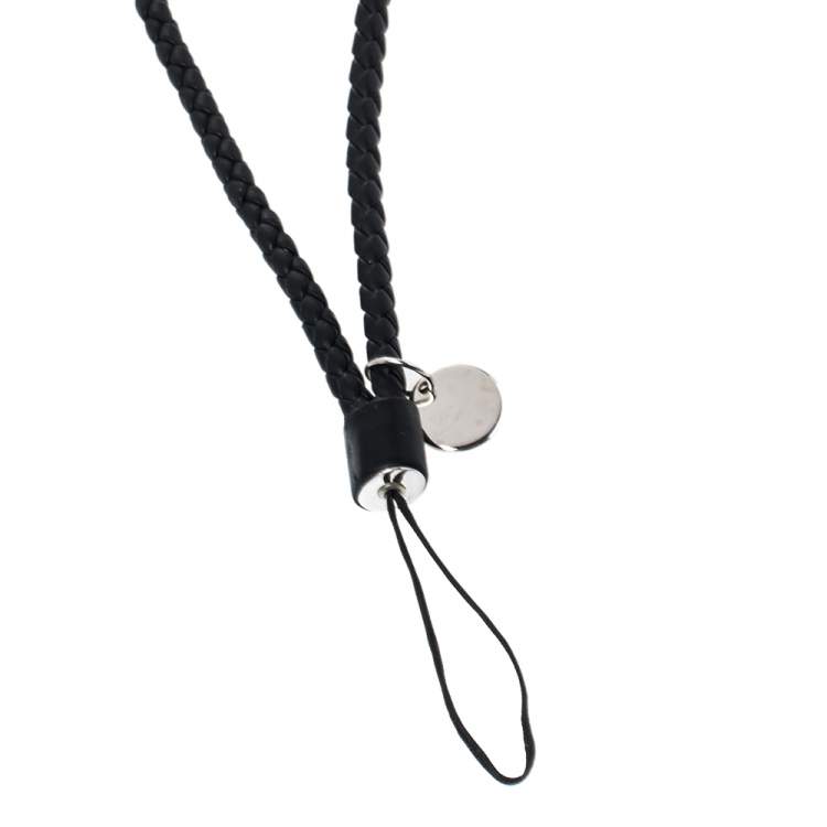 Pre Owned Bottega Veneta Ebano Intrecciato Nappa Leather Cell Phone Strap