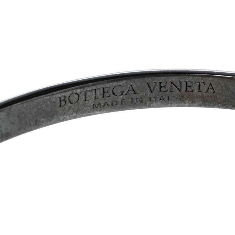 Pre Owned Bottega Veneta Sterling Silver Red Enamel Cuff Bracelet S