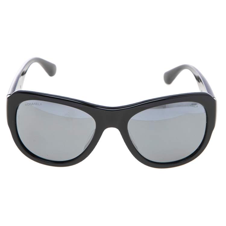 Chanel Rectangle Sunglasses - Acetate and Calfskin, Black - Polarized - UV Protected - Women's Sunglasses - 5473Q C622/S4