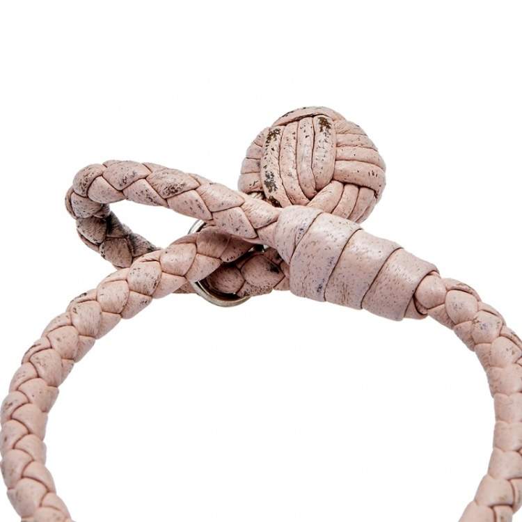 Pre Owned Bottega Veneta Intrecciato Leather Knot Bracelet