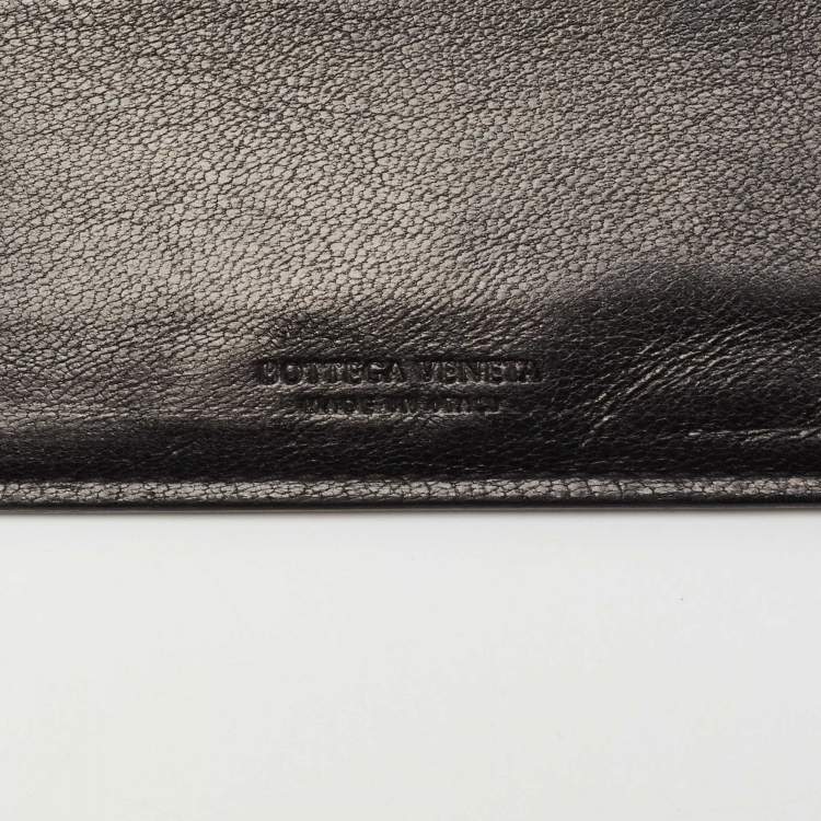 Pre Owned Bottega Black Intrecciato Leather Agenda Cover