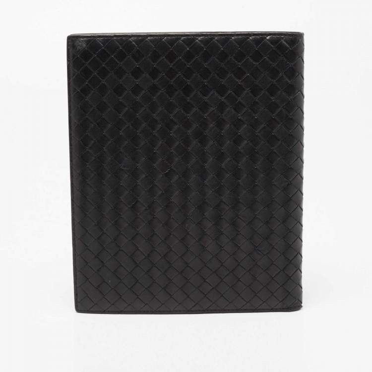 Pre Owned Bottega Black Intrecciato Leather Agenda Cover
