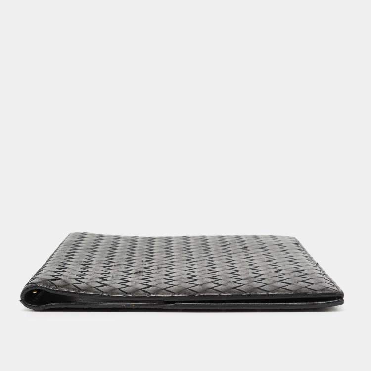 Pre Owned Bottega Black Intrecciato Leather Agenda Cover