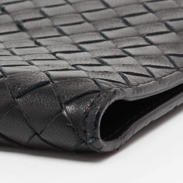 Pre Owned Bottega Black Intrecciato Leather Agenda Cover