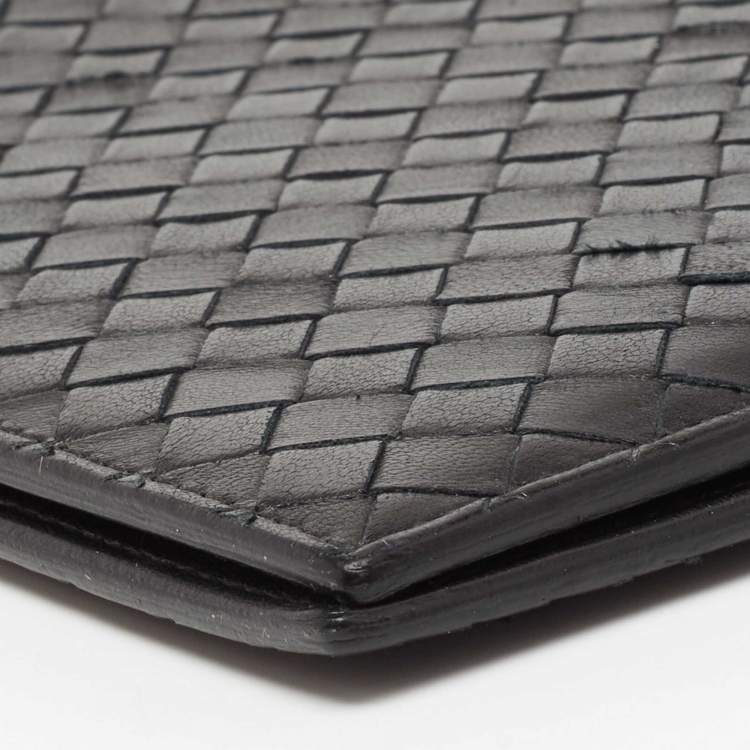 Pre Owned Bottega Black Intrecciato Leather Agenda Cover