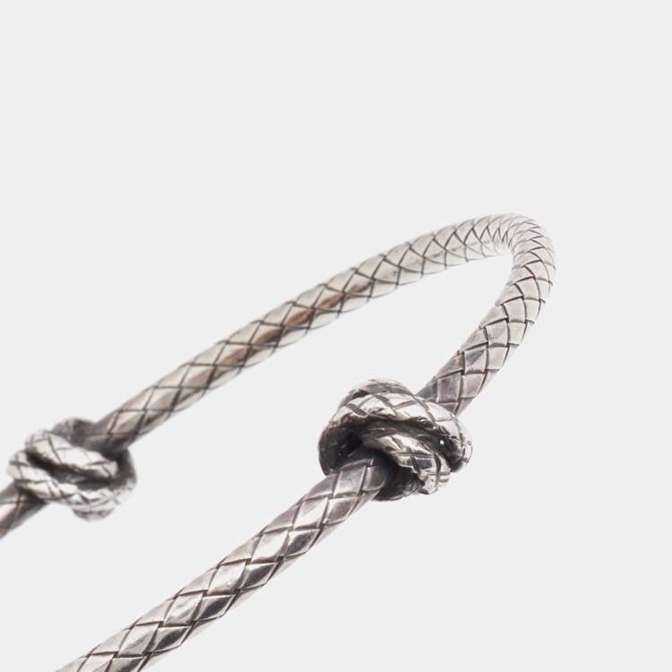 مملوكة مسبقًا Bottega Veneta Sterling Silver Intrecciato Knot Bangle Bracelet