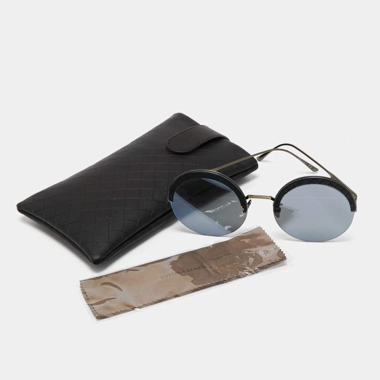 Pre Owned Bottega Veneta Gold/Black BV0208S Rimless Round Sunglasses