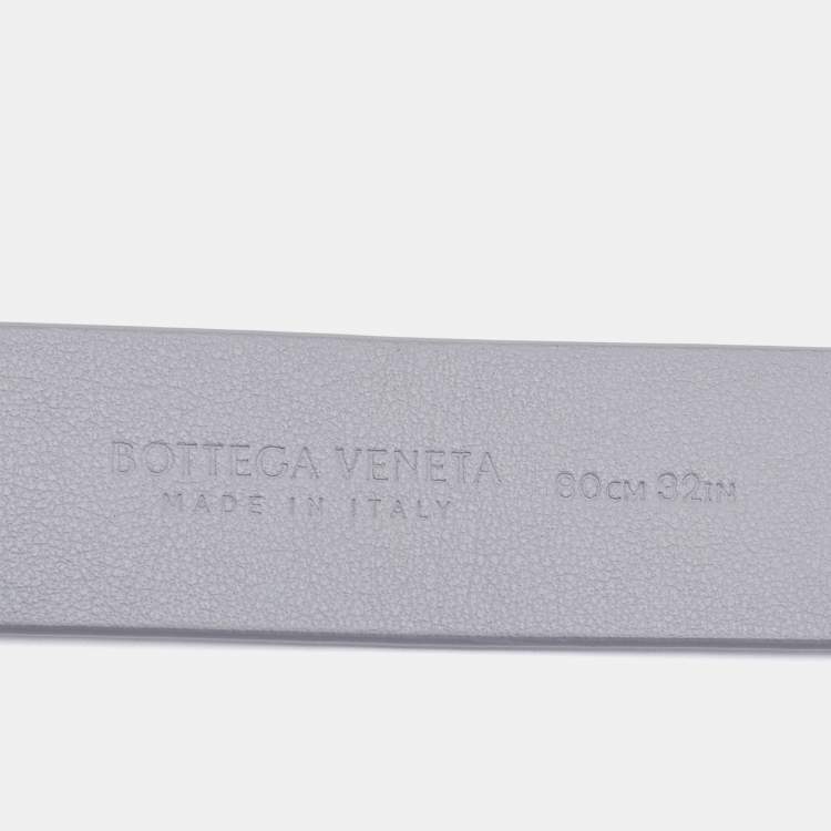 Pre Owned Bottega Veneta Silver Leather Triangle Buckle Belt 80 CM