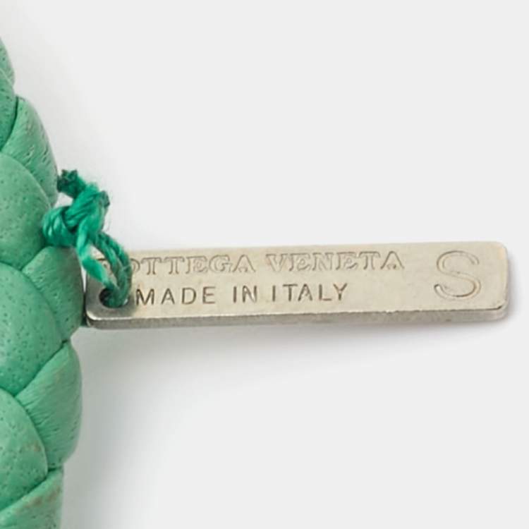 Pre Owned Bottega Veneta Green Leather Intrecciato Knot Bracelet S
