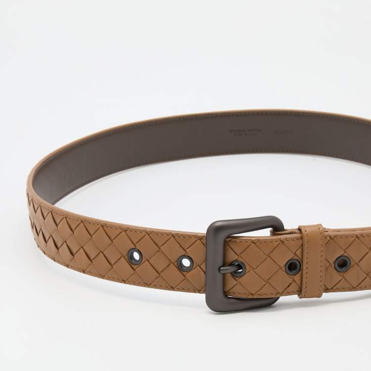 Bottega Veneta Intrecciato Leather Belt Brown in Leather - US