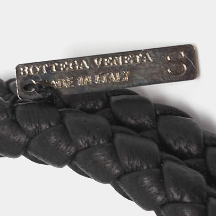 Pre Owned Bottega Veneta Intrecciato Leather Double Strand Knot Bracelet S