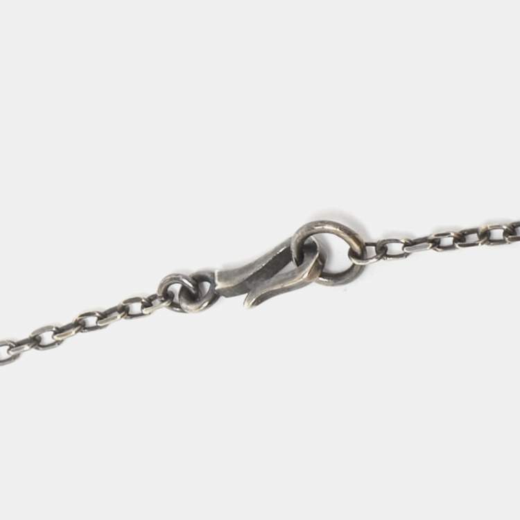 Pre Owned Bottega Veneta Intrecciato Double Circle Sterling Silver Pendant Necklace