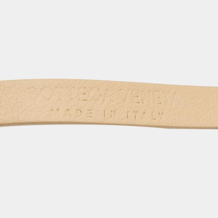 Pre Owned Bottega Veneta Beige Leather Twisted Buckle Double Strap Belt