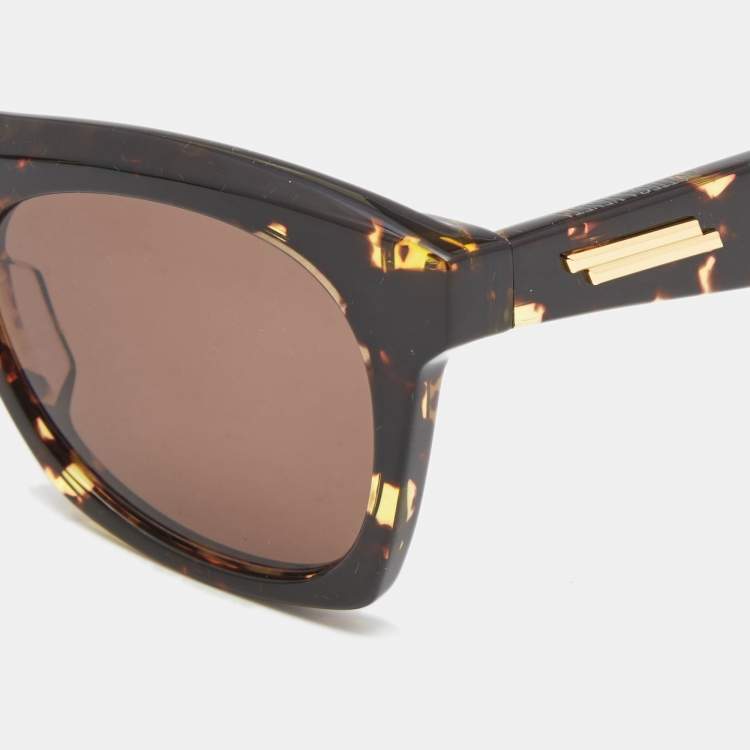 Pre Owned Bottega Veneta Brown Tortoise BV1061S Wayfarer Sunglasses