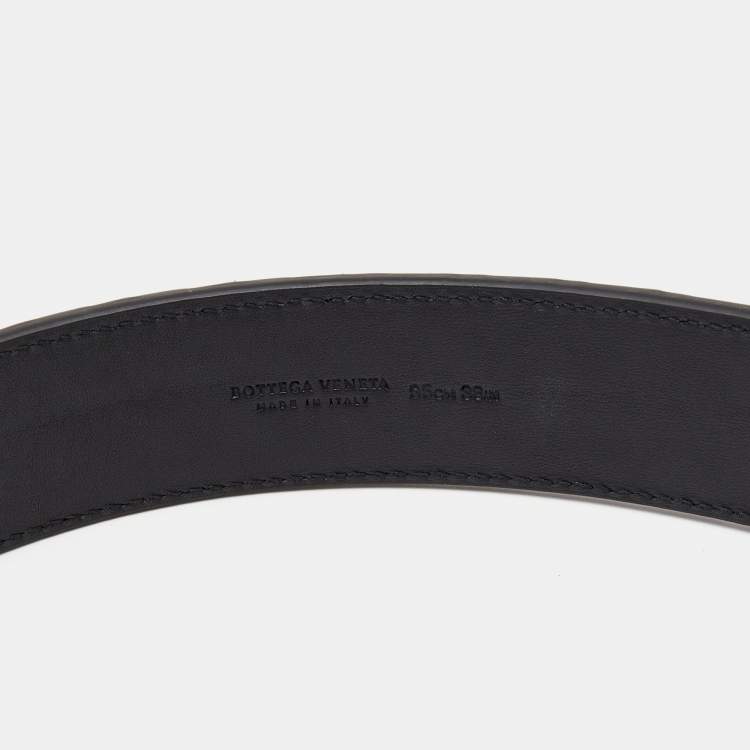Pre Owned Bottega Veneta Black Intrecciato Leather Belt 95CM