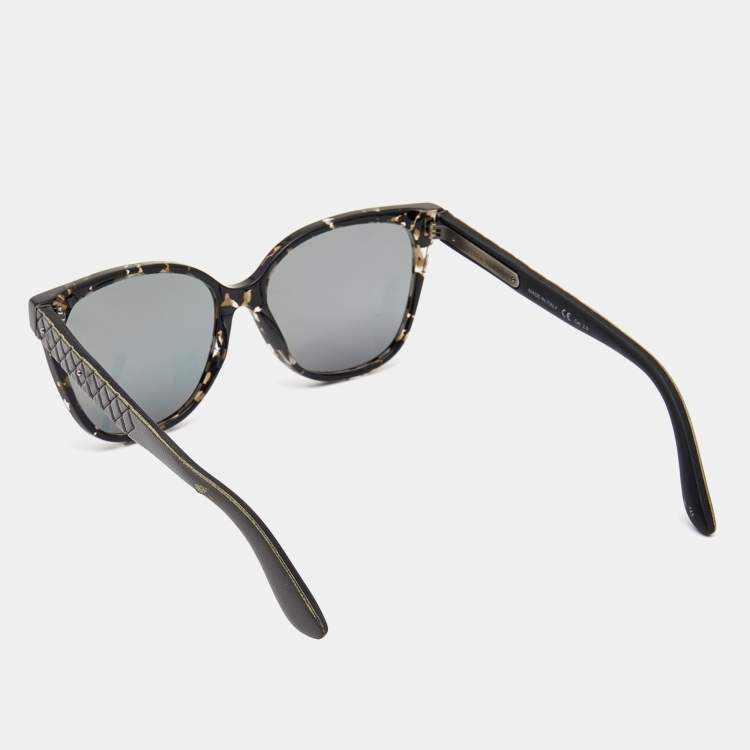 Pre Owned Bottega Veneta Black Printed Polarized Wayfarer Sunglasses