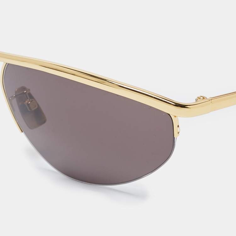 Pre Owned Bottega Veneta Black/Gold BV1091S Oval Sunglasses