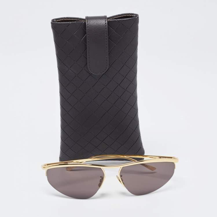 Pre Owned Bottega Veneta Black/Gold BV1091S Oval Sunglasses