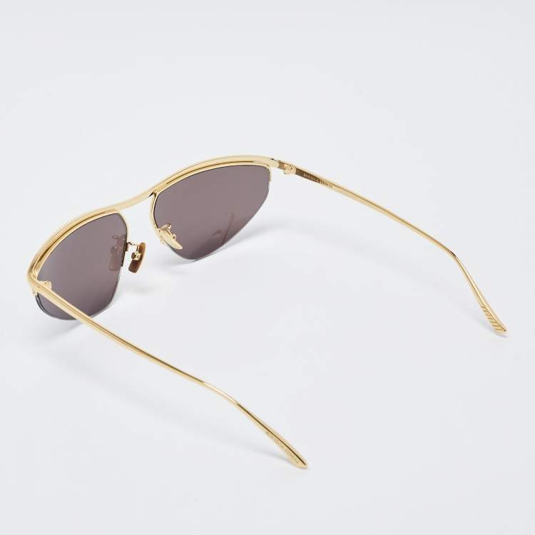 Pre Owned Bottega Veneta Black/Gold BV1091S Oval Sunglasses
