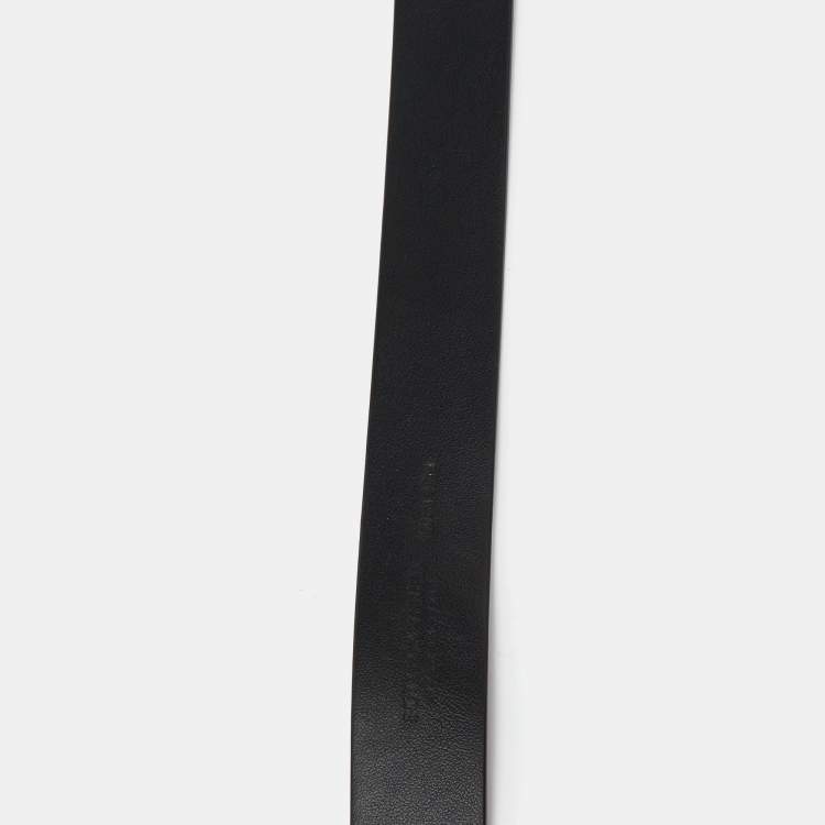 Pre Owned Bottega Veneta Black Leather Triangle Slim Belt 100CM