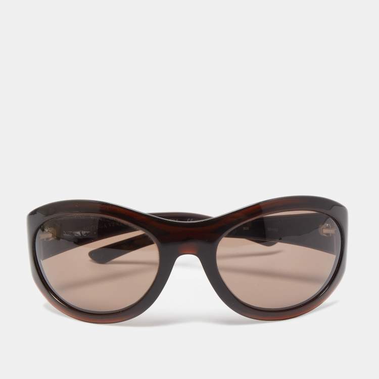 Pre Owned Bottega Veneta Dark Brown BV 07/S Oval Sunglasses