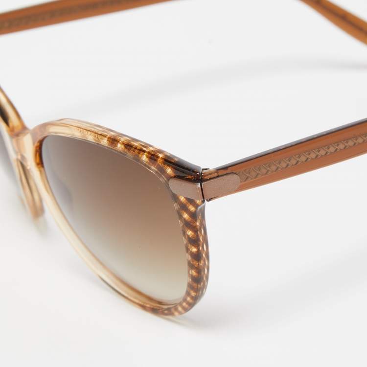 Pre Owned Bottega Veneta Brown/Beige Gradient BV  219/S Cat Eye Sunglasses