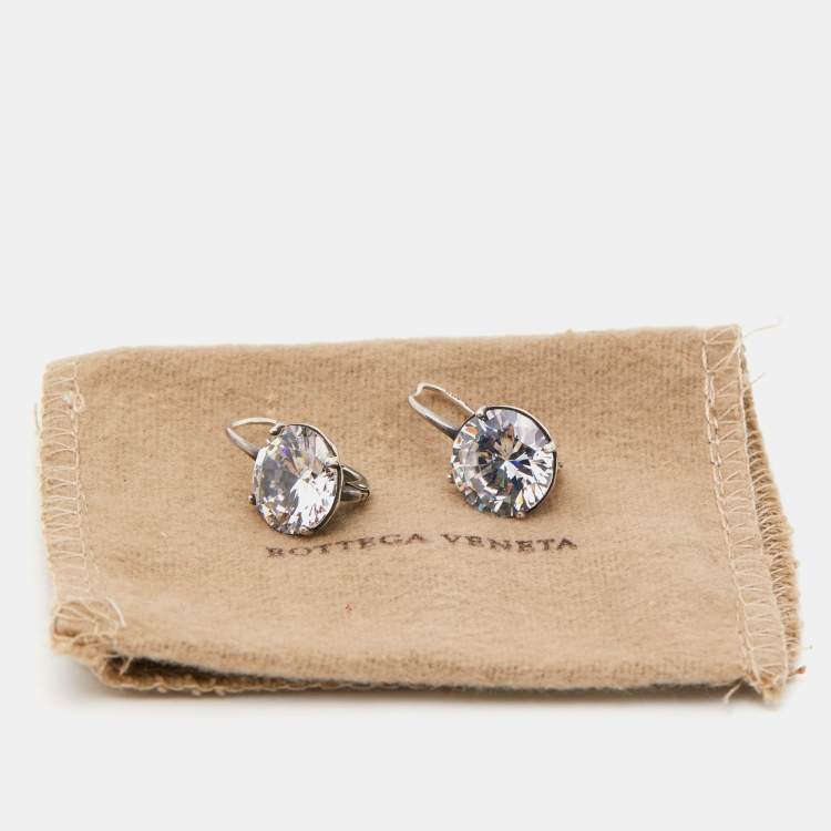 Pre Owned Bottega Veneta Crystal Sterling Silver Drop Earrings