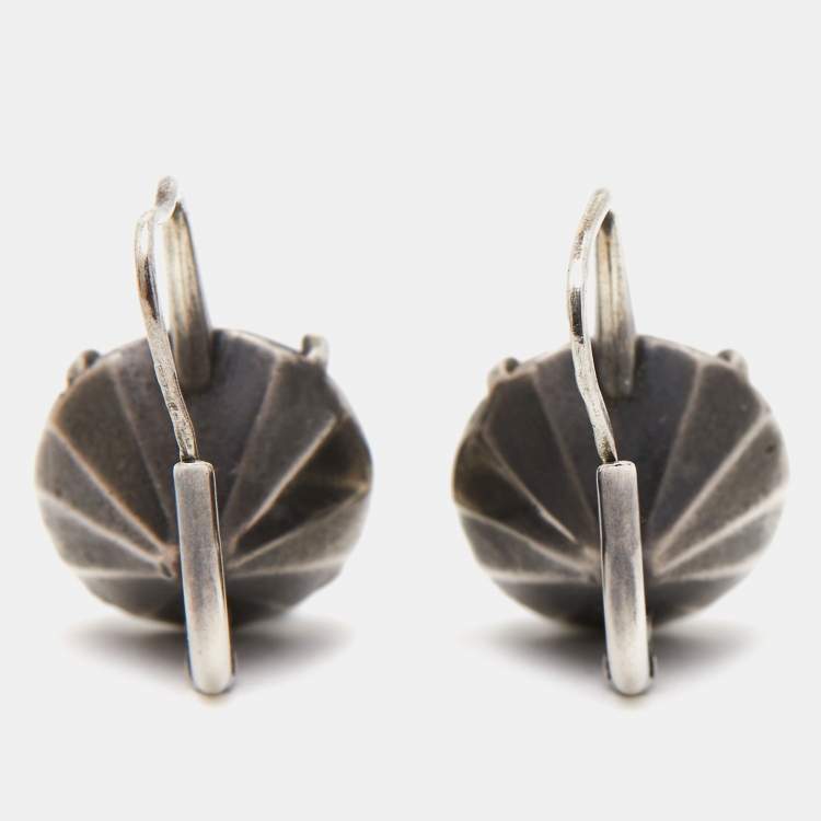 Pre Owned Bottega Veneta Crystal Sterling Silver Drop Earrings