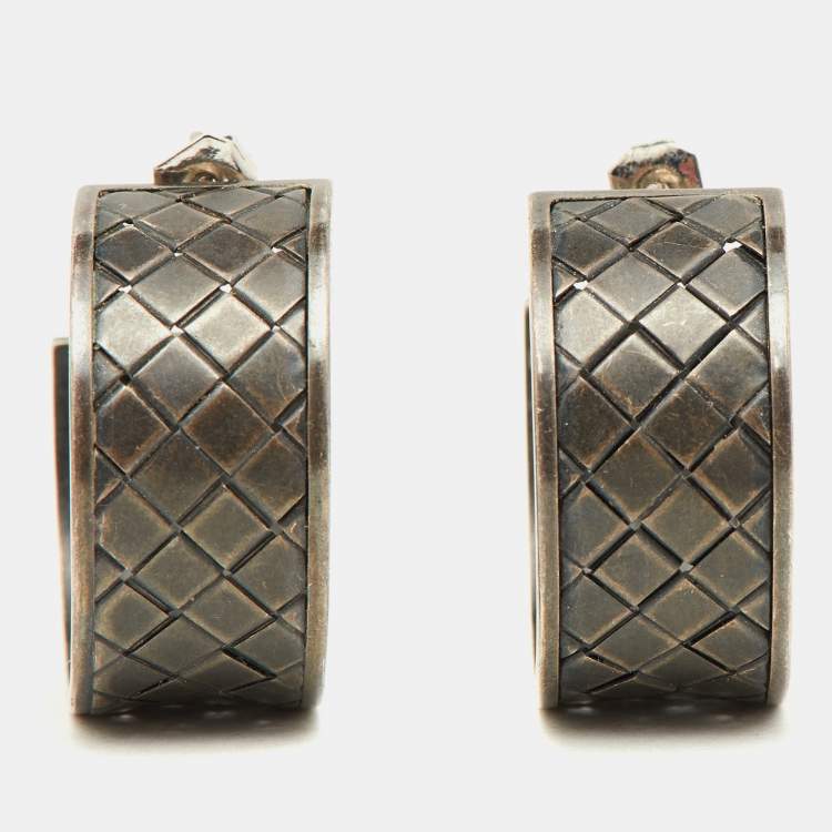 Bottega Veneta Intecciato Silver Hoop Earrings Bottega Veneta | The ...