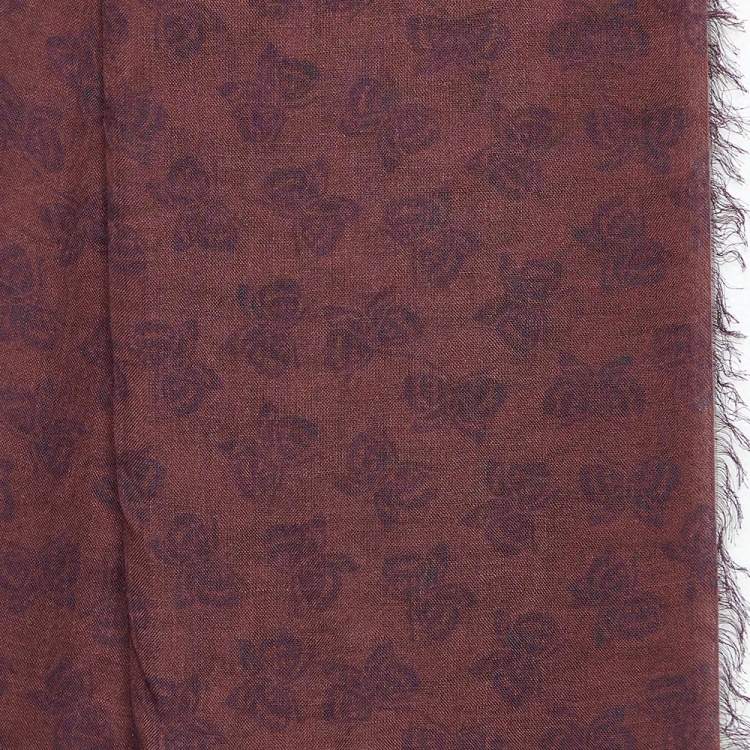 Pre Owned Bottega Veneta Brown & Burgundy  Burgundy Printed Modal & Silk Square Scarf