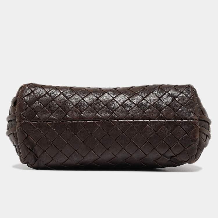 Pre Owned Bottega Veneta Dark Brown Intrecciato Leather Beauty Pouch