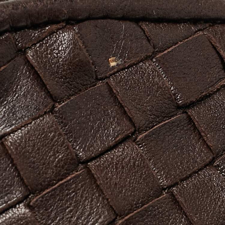 Pre Owned Bottega Veneta Dark Brown Intrecciato Leather Beauty Pouch