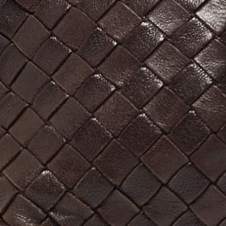 Pre Owned Bottega Veneta Dark Brown Intrecciato Leather Beauty Pouch