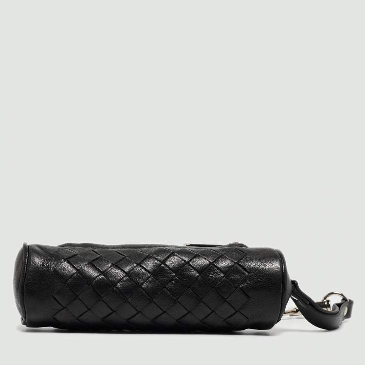 Pre Owned Bottega Veneta Black Intrecciato Leather Zip Pouch