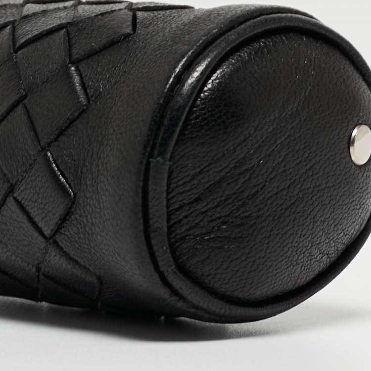 Pre Owned Bottega Veneta Black Intrecciato Leather Zip Pouch