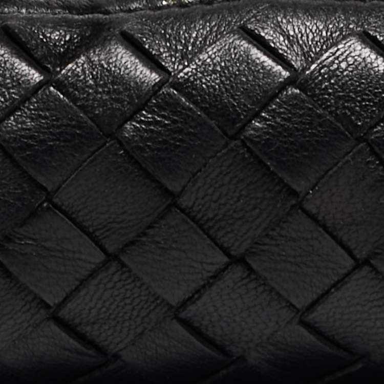 Pre Owned Bottega Veneta Black Intrecciato Leather Zip Pouch
