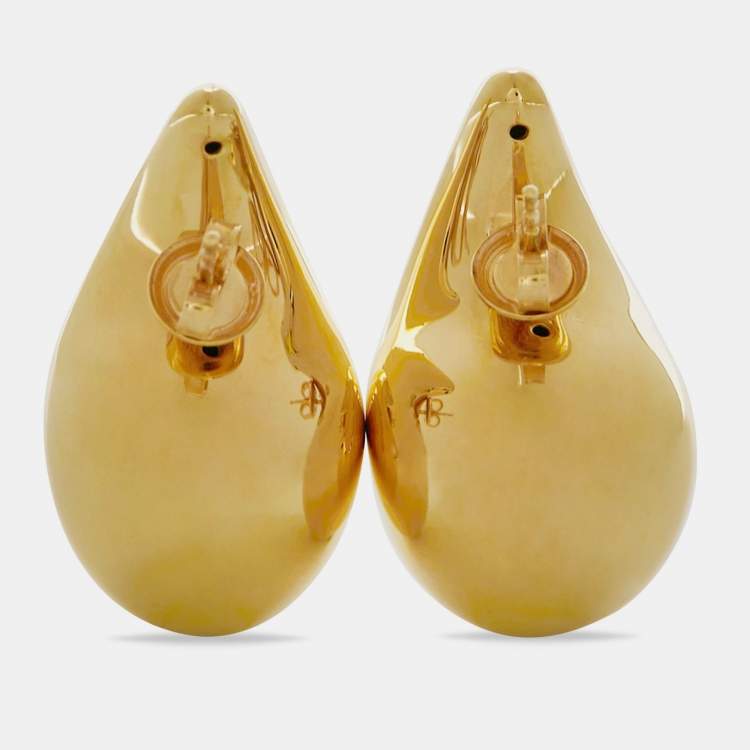 Pre Owned Bottega Veneta Drop Sterling Silver Gold Tone Earrings