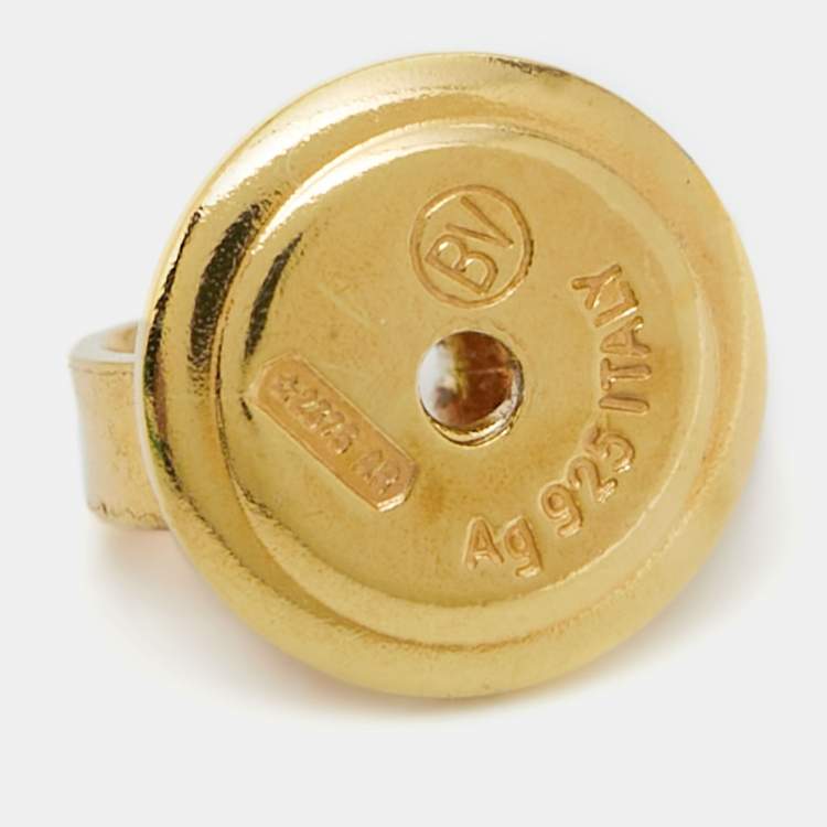 Pre Owned Bottega Veneta Drop Sterling Silver Gold Tone Earrings