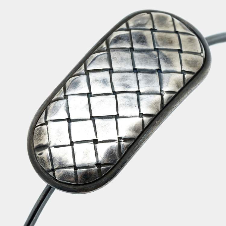 Pre Owned Bottega Veneta Textured Sterling Silver Bracelet S