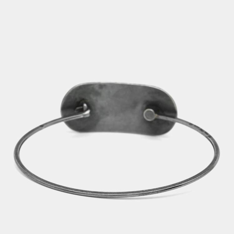 Pre Owned Bottega Veneta Textured Sterling Silver Bracelet S
